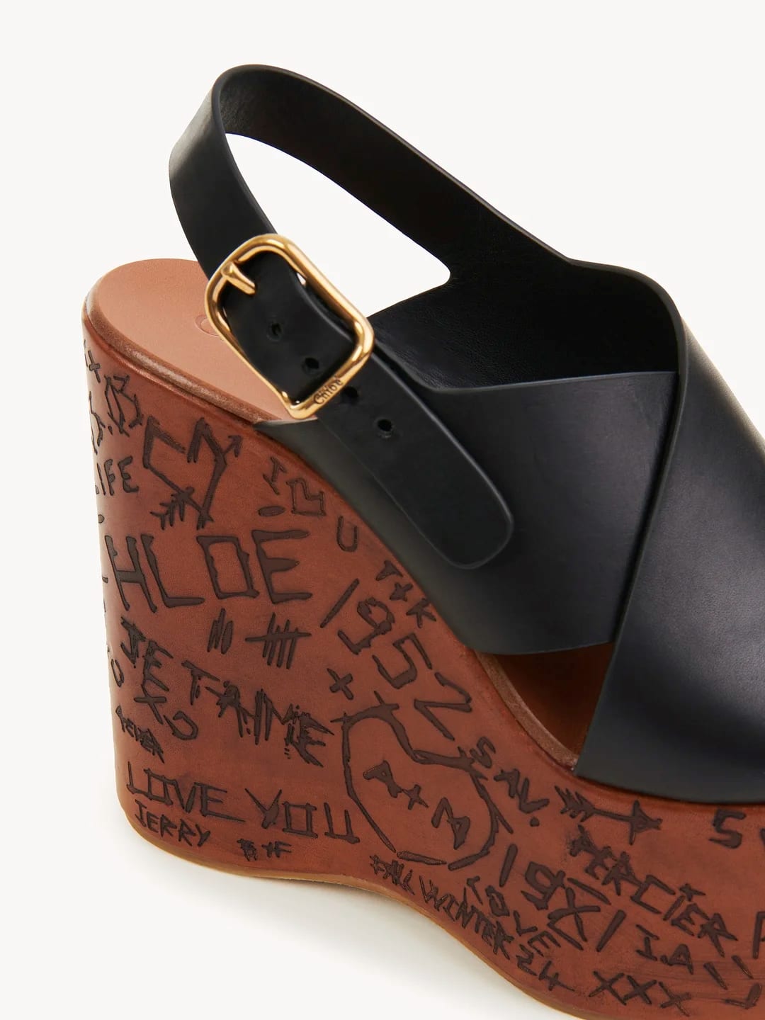 Maxime Wedge Sandal in Black, $1274 (approximately P72,2417.98), CHLOE, chloe.com